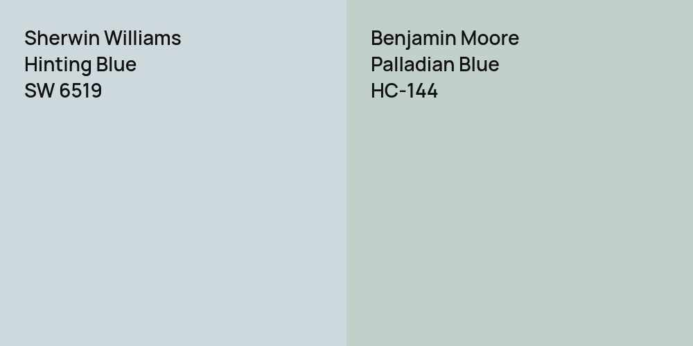 Sherwin Williams Hinting Blue vs. Benjamin Moore Palladian Blue