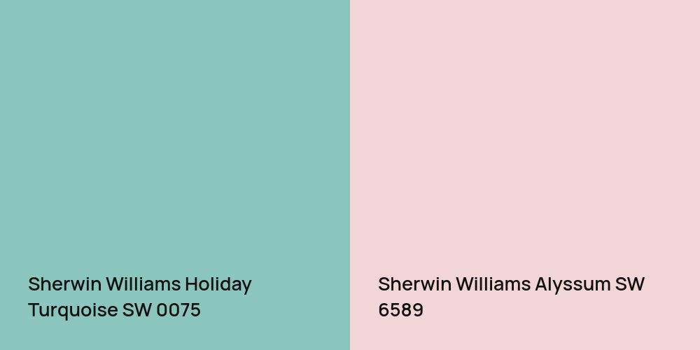 Sherwin Williams Holiday Turquoise vs. Sherwin Williams Alyssum