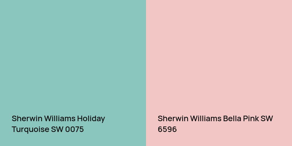 Sherwin Williams Holiday Turquoise vs. Sherwin Williams Bella Pink