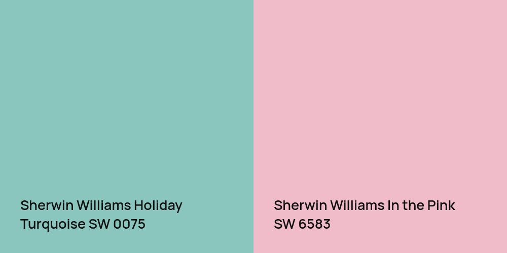 Sherwin Williams Holiday Turquoise vs. Sherwin Williams In the Pink