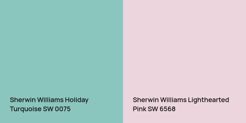 Sherwin Williams Holiday Turquoise vs. Sherwin Williams Lighthearted Pink