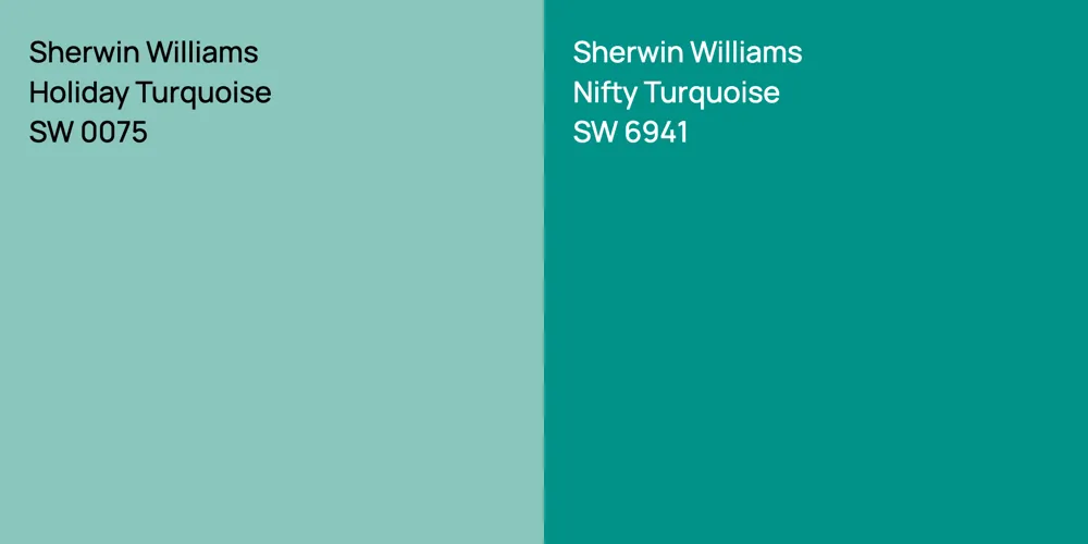 Sherwin Williams Holiday Turquoise vs. Sherwin Williams Nifty Turquoise