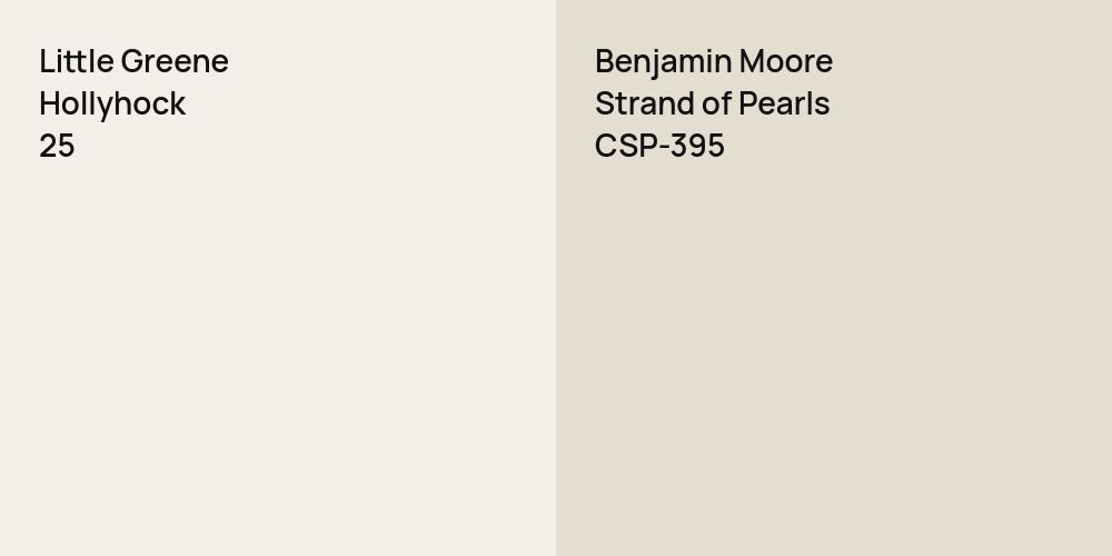 Little Greene Hollyhock vs. Benjamin Moore Strand of Pearls