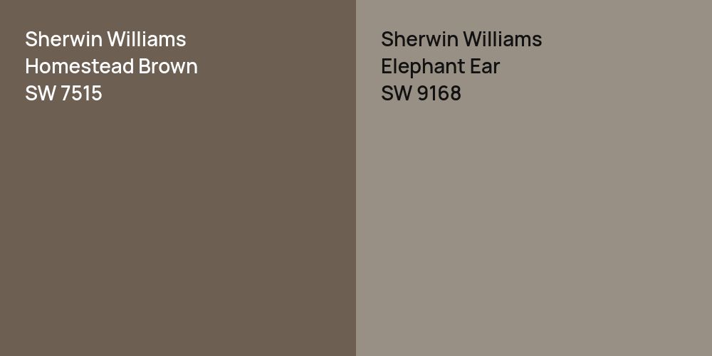 Sherwin Williams Homestead Brown vs. Sherwin Williams Elephant Ear