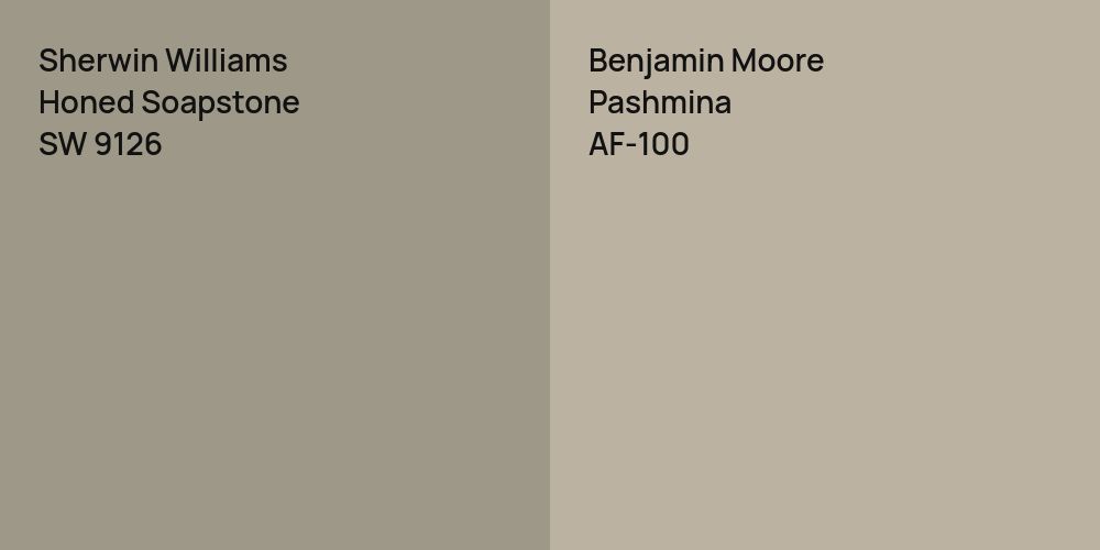 Sherwin Williams Honed Soapstone vs. Benjamin Moore Pashmina