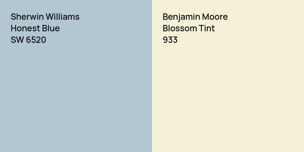 Sherwin Williams Honest Blue vs. Benjamin Moore Blossom Tint