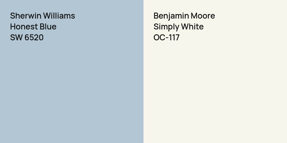 Sherwin Williams Honest Blue vs. Benjamin Moore Simply White