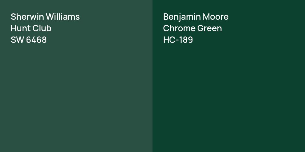 Sherwin Williams Hunt Club vs. Benjamin Moore Chrome Green