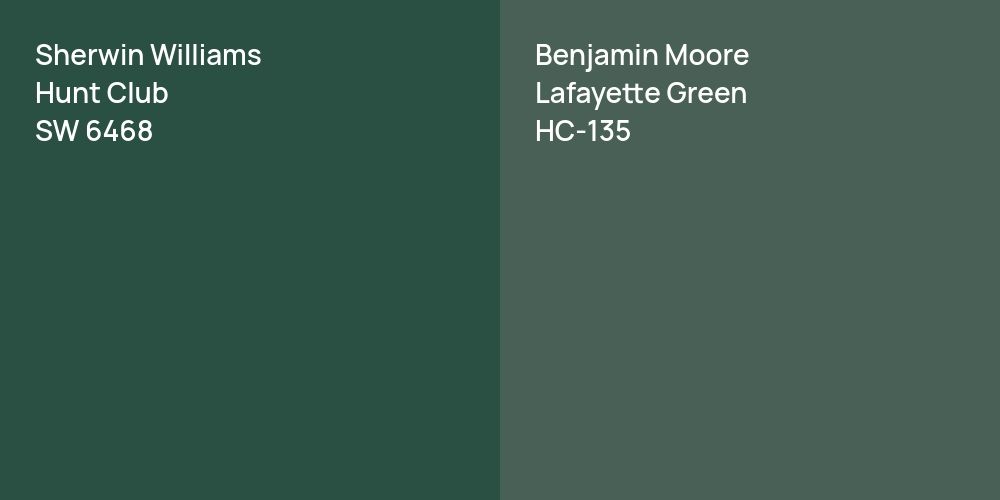 Sherwin Williams Hunt Club vs. Benjamin Moore Lafayette Green