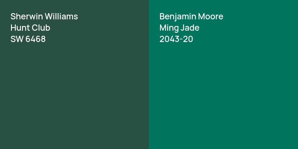 Sherwin Williams Hunt Club vs. Benjamin Moore Ming Jade