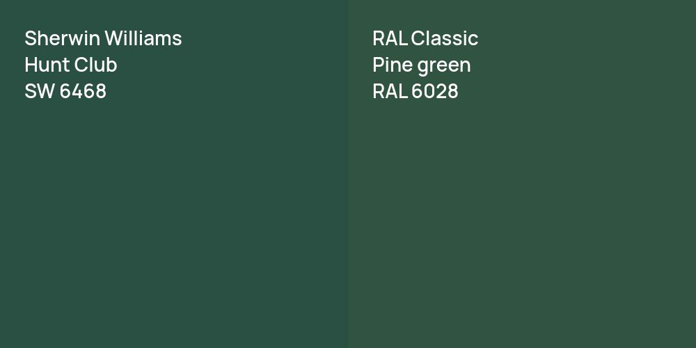 Sherwin Williams Hunt Club vs. RAL Classic  Pine green