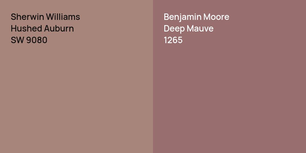 Sherwin Williams Hushed Auburn vs. Benjamin Moore Deep Mauve