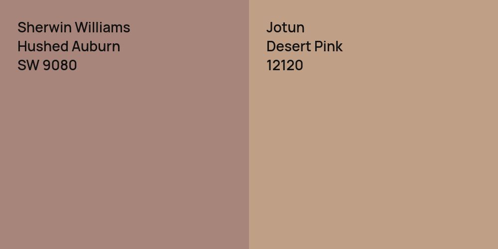 Sherwin Williams Hushed Auburn vs. Jotun Desert Pink