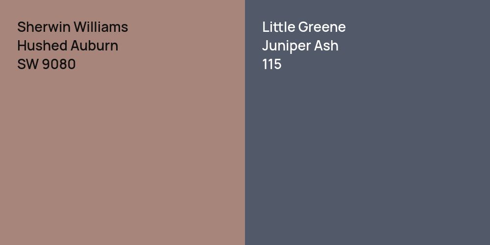 Sherwin Williams Hushed Auburn vs. Little Greene Juniper Ash