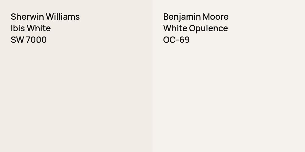 Sherwin Williams Ibis White vs. Benjamin Moore White Opulence