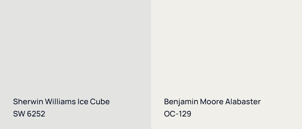Sherwin Williams Ice Cube SW 6252 vs Benjamin Moore Alabaster OC-129
