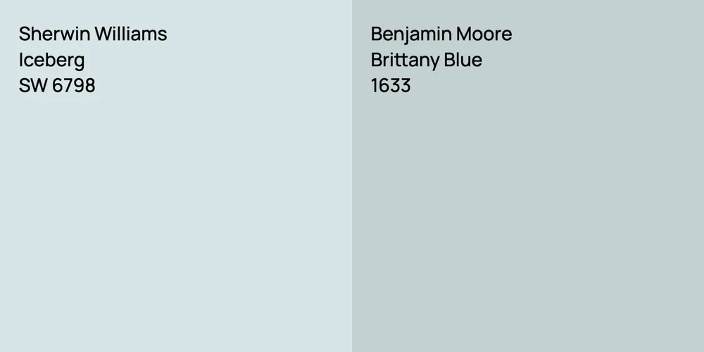 Sherwin Williams Iceberg vs. Benjamin Moore Brittany Blue