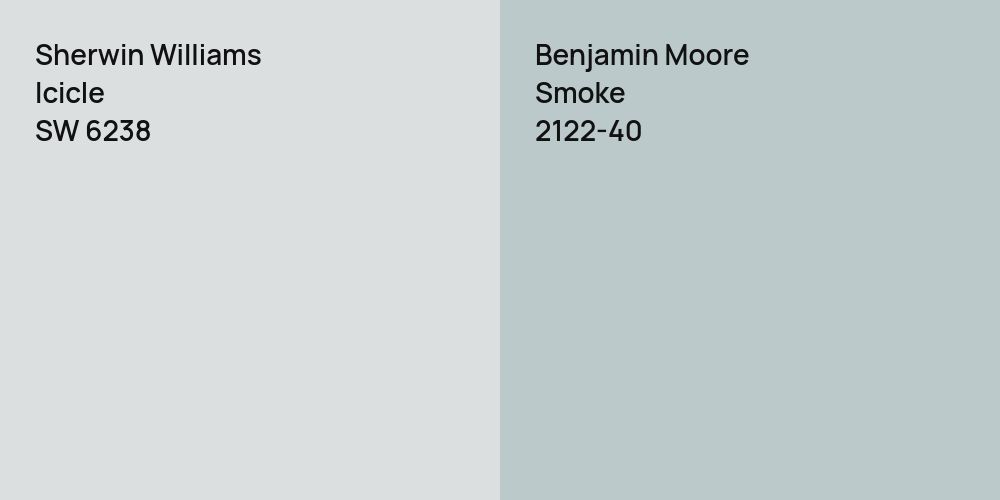 Sherwin Williams Icicle vs. Benjamin Moore Smoke