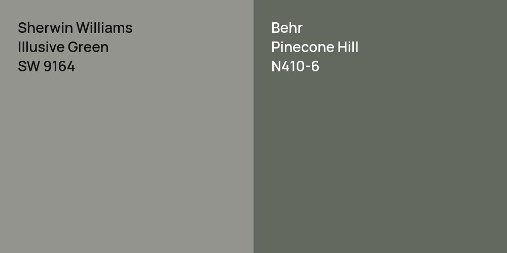 Sherwin Williams Illusive Green vs. Behr Pinecone Hill