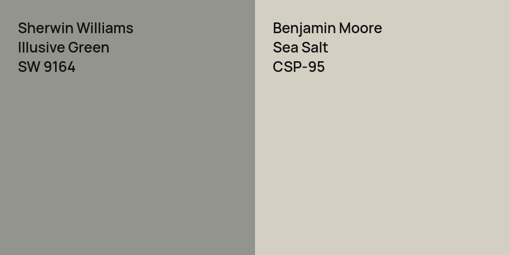 Sherwin Williams Illusive Green vs. Benjamin Moore Sea Salt