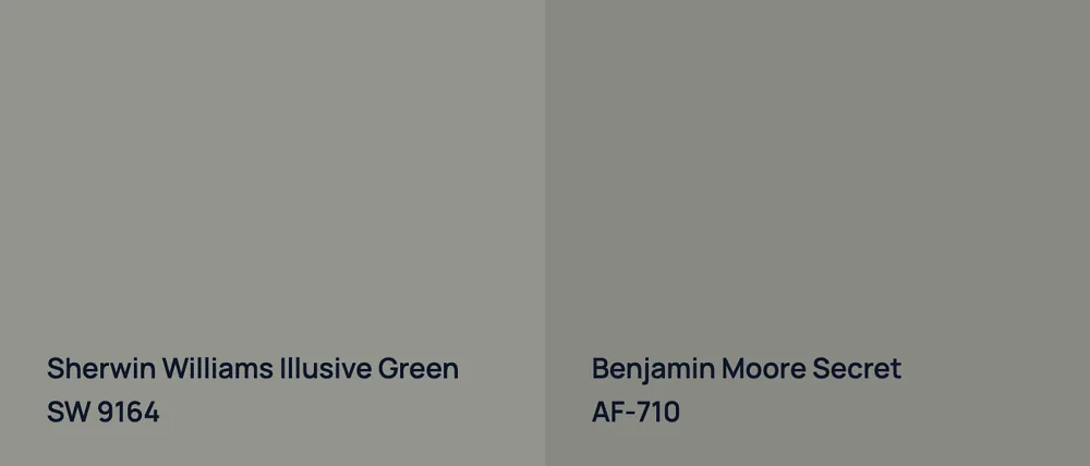 Sherwin Williams Illusive Green SW 9164 vs Benjamin Moore Secret AF-710