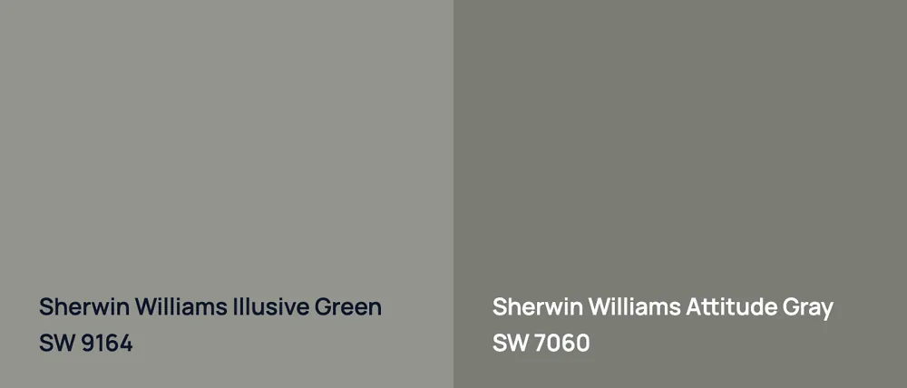 Sherwin Williams Illusive Green SW 9164 vs Sherwin Williams Attitude Gray SW 7060