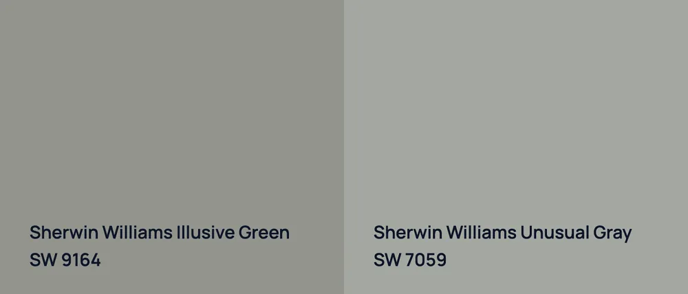 Sherwin Williams Illusive Green SW 9164 vs Sherwin Williams Unusual Gray SW 7059