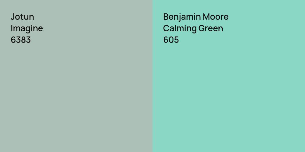 Jotun Imagine vs. Benjamin Moore Calming Green