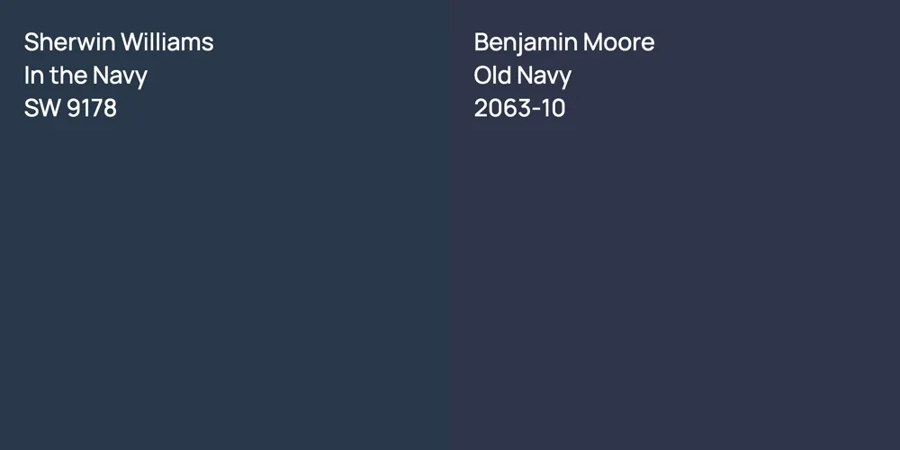 Sherwin Williams In the Navy vs. Benjamin Moore Old Navy