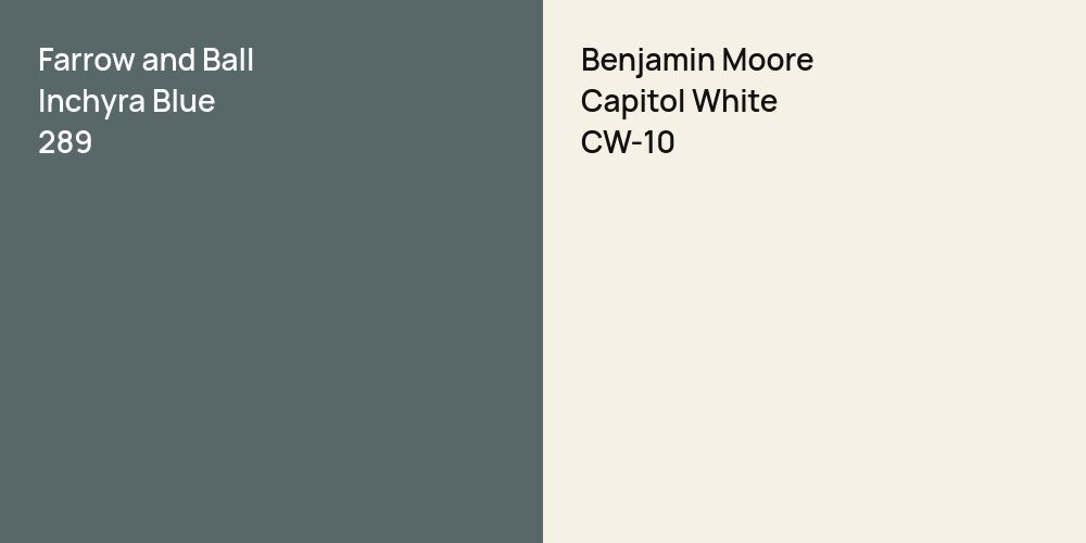 Farrow and Ball Inchyra Blue vs. Benjamin Moore Capitol White