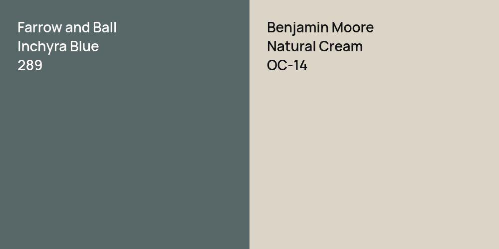 Farrow and Ball Inchyra Blue vs. Benjamin Moore Natural Cream