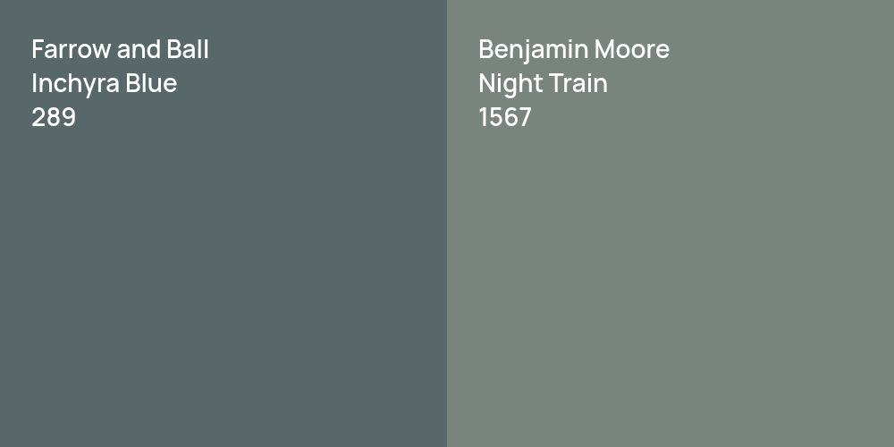 Farrow and Ball Inchyra Blue vs. Benjamin Moore Night Train