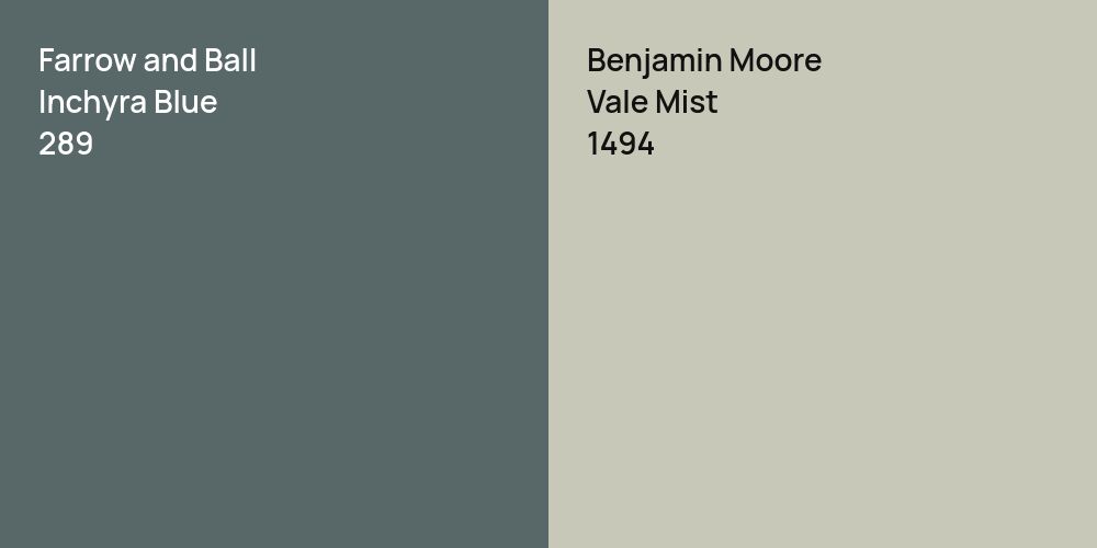 Farrow and Ball Inchyra Blue vs. Benjamin Moore Vale Mist