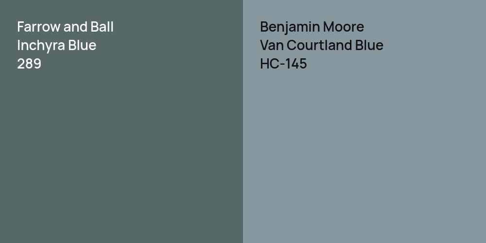 Farrow and Ball Inchyra Blue vs. Benjamin Moore Van Courtland Blue