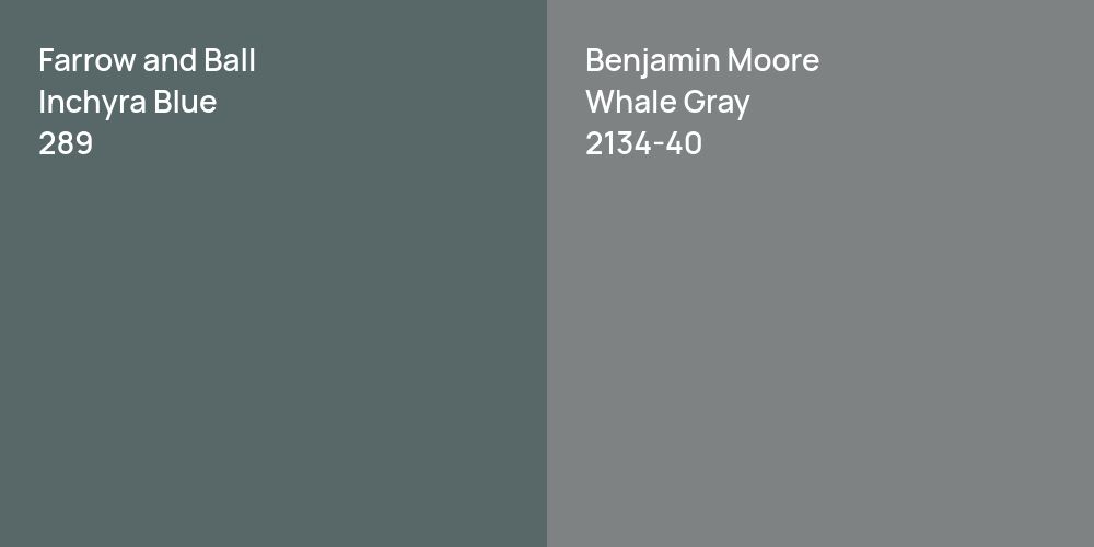 Farrow and Ball Inchyra Blue vs. Benjamin Moore Whale Gray