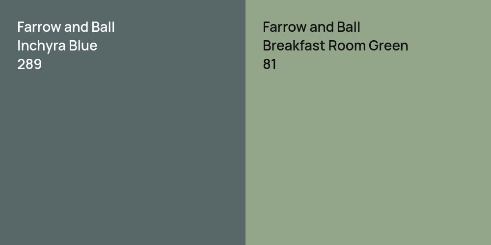 Farrow and Ball Inchyra Blue vs. Farrow and Ball Breakfast Room Green