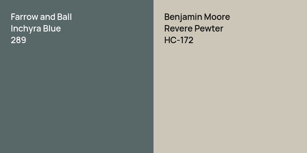 Farrow and Ball Inchyra Blue vs. Benjamin Moore Revere Pewter