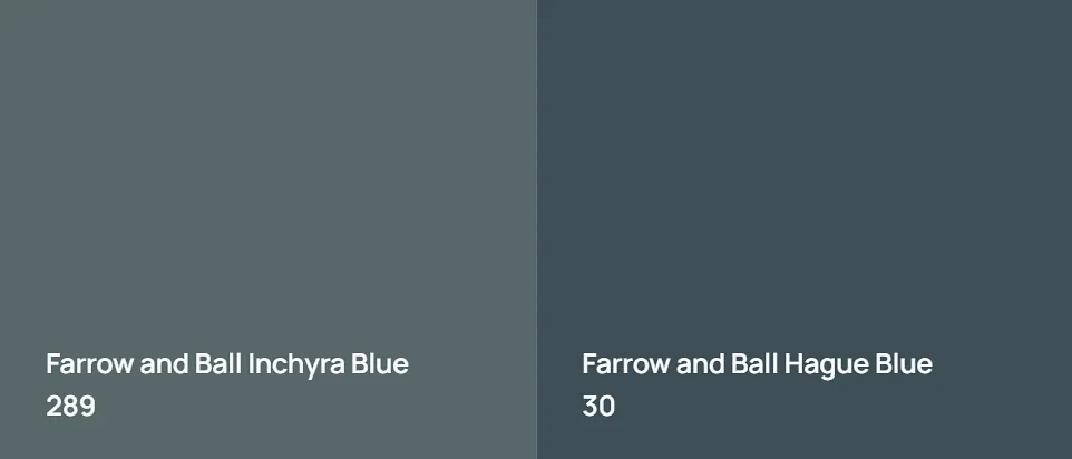 Farrow and Ball Inchyra Blue 289 vs Farrow and Ball Hague Blue 30