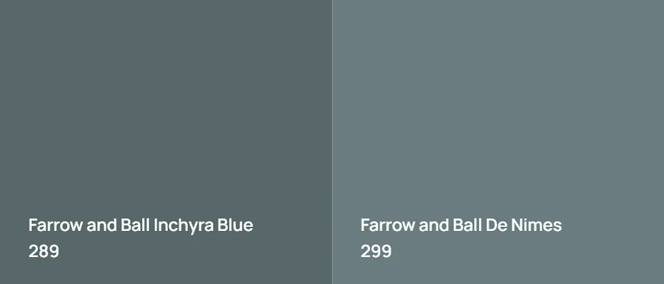 Farrow and Ball Inchyra Blue 289 vs Farrow and Ball De Nimes 299