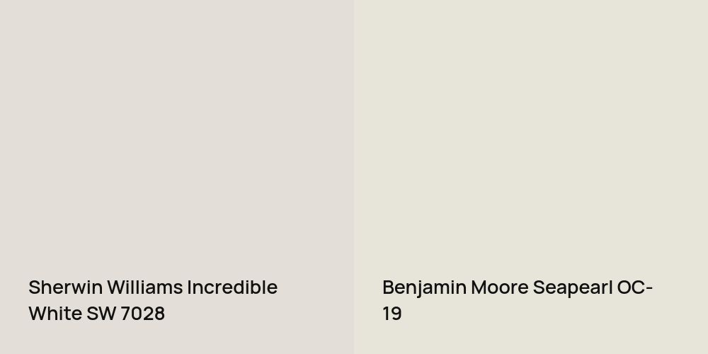 Sherwin Williams Incredible White vs. Benjamin Moore Seapearl