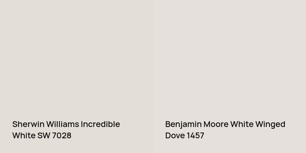 Sherwin Williams Incredible White vs. Benjamin Moore White Winged Dove