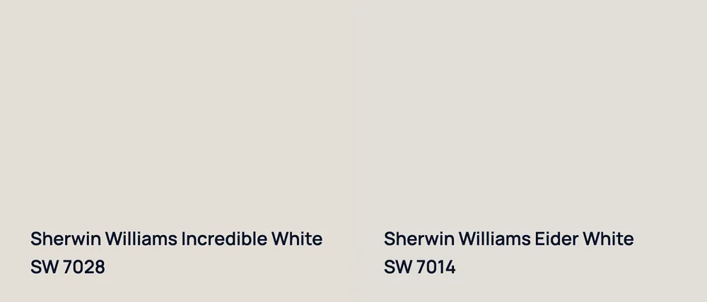 Sherwin Williams Incredible White SW 7028 vs Sherwin Williams Eider White SW 7014