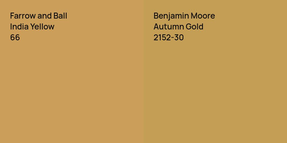 Farrow and Ball India Yellow vs. Benjamin Moore Autumn Gold