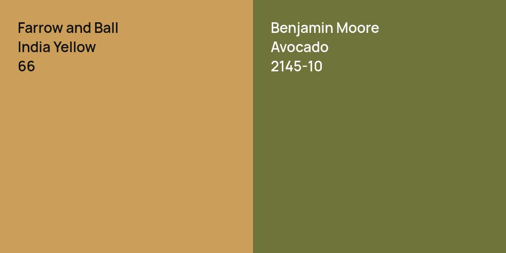 Farrow and Ball India Yellow vs. Benjamin Moore Avocado