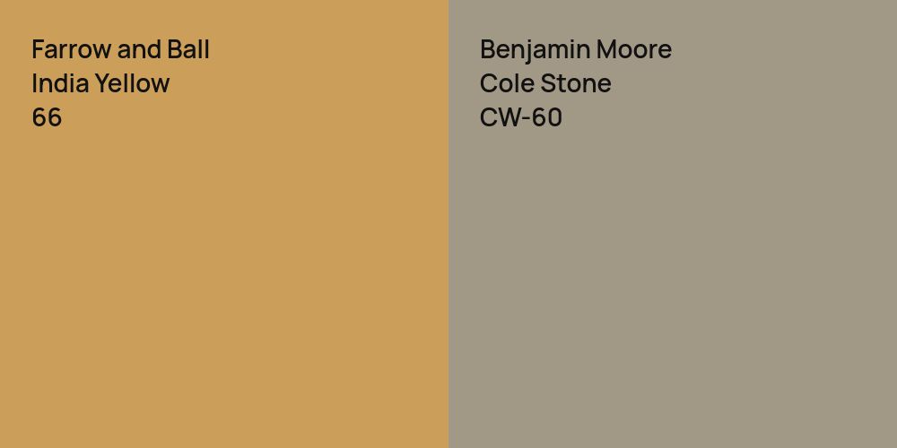 Farrow and Ball India Yellow vs. Benjamin Moore Cole Stone