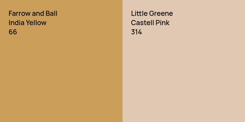 Farrow and Ball India Yellow vs. Little Greene Castell Pink