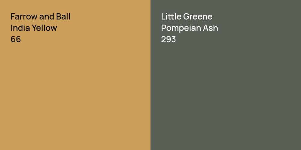 Farrow and Ball India Yellow vs. Little Greene Pompeian Ash