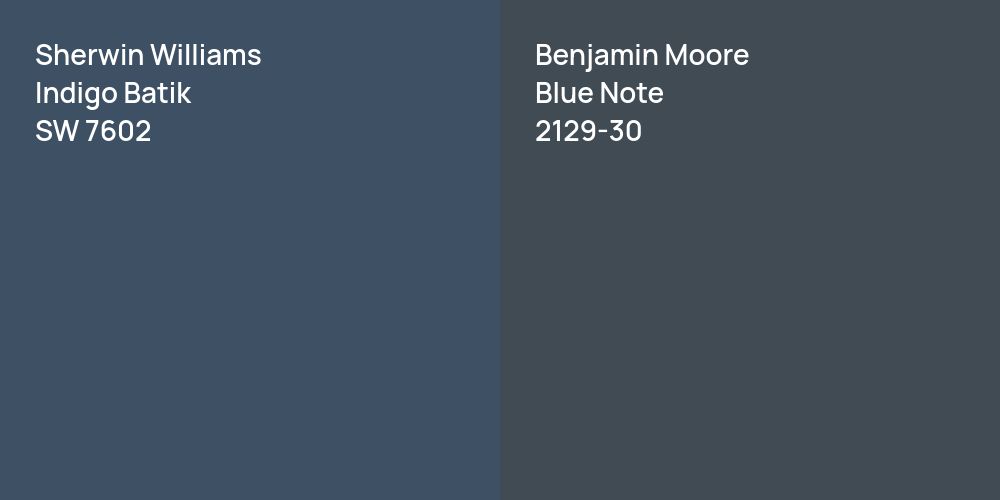 Sherwin Williams Indigo Batik vs. Benjamin Moore Blue Note