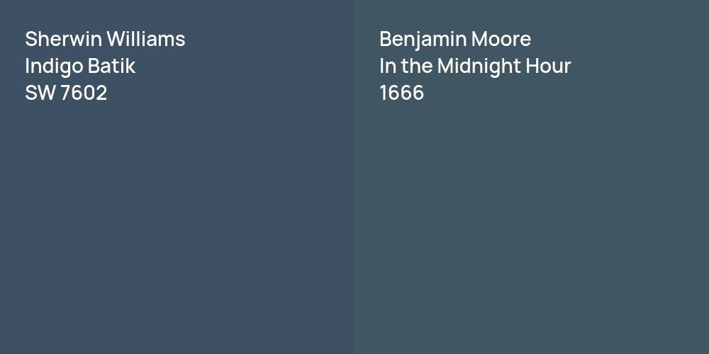 Sherwin Williams Indigo Batik vs. Benjamin Moore In the Midnight Hour