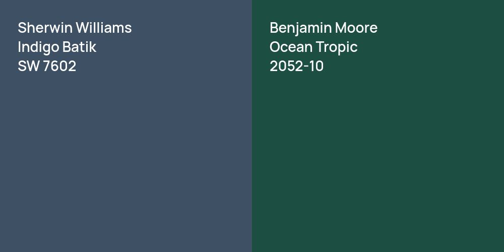 Sherwin Williams Indigo Batik vs. Benjamin Moore Ocean Tropic